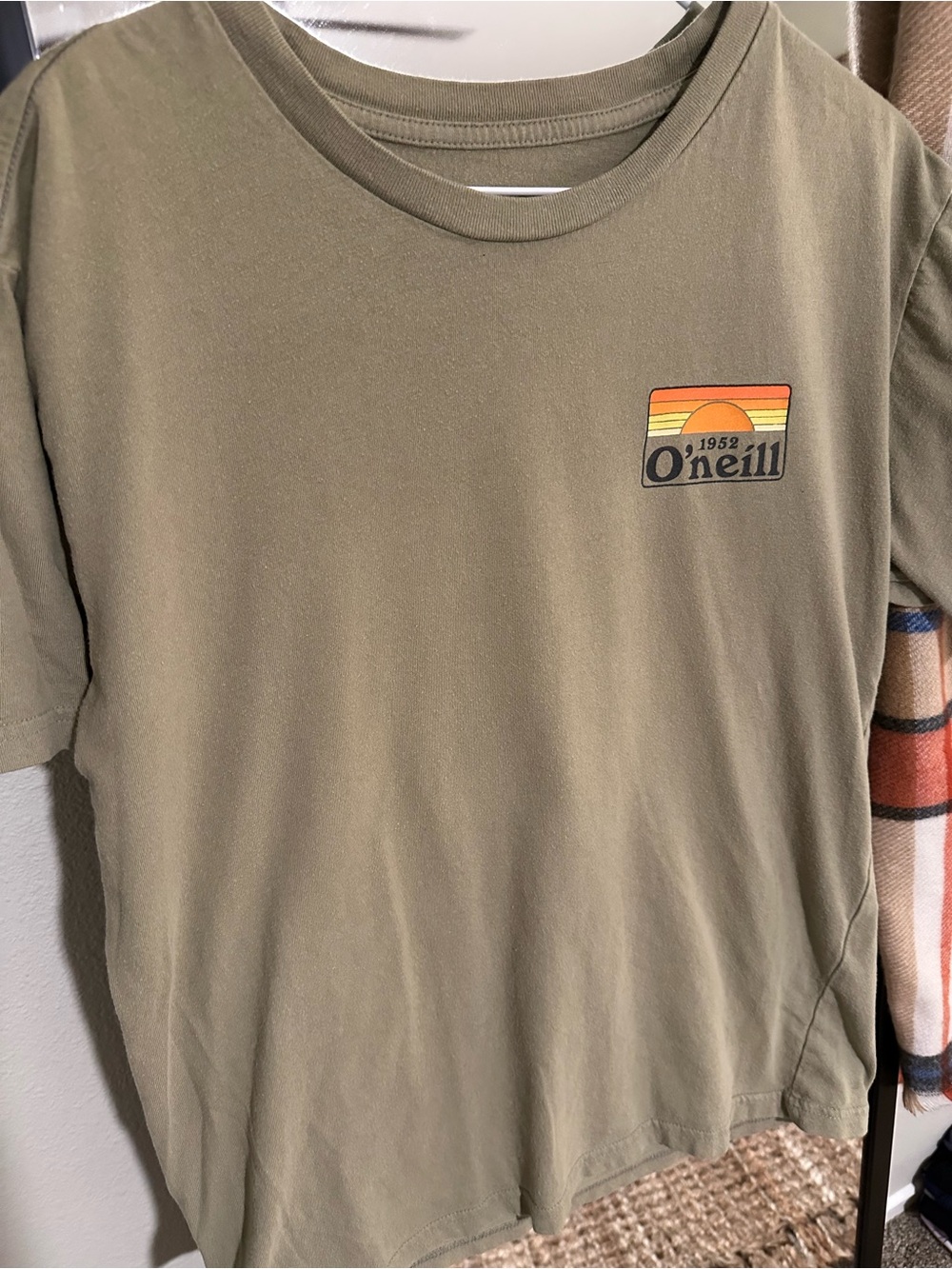 O'Neill Olive Short Sleeve Tee with Retro Sunset Logo